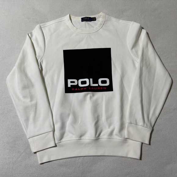 Polo Ralph Lauren Other - Polo Ralph Lauren Spell Out Print Pullover White Sweater Men's Small